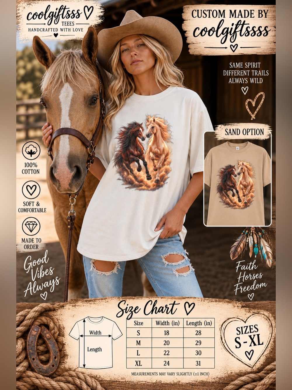 Native graphic tee with a horses design. Western S M L XL NEW